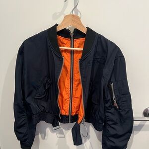 Women's Navy blue and Orange Bomber Jacket